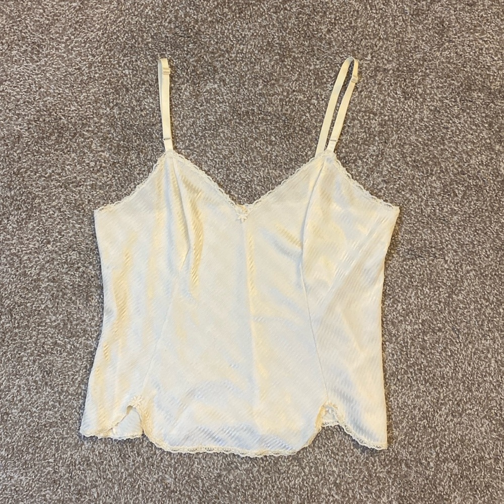 Vintage Butter Yellow Flower & Lace Trim Camisole